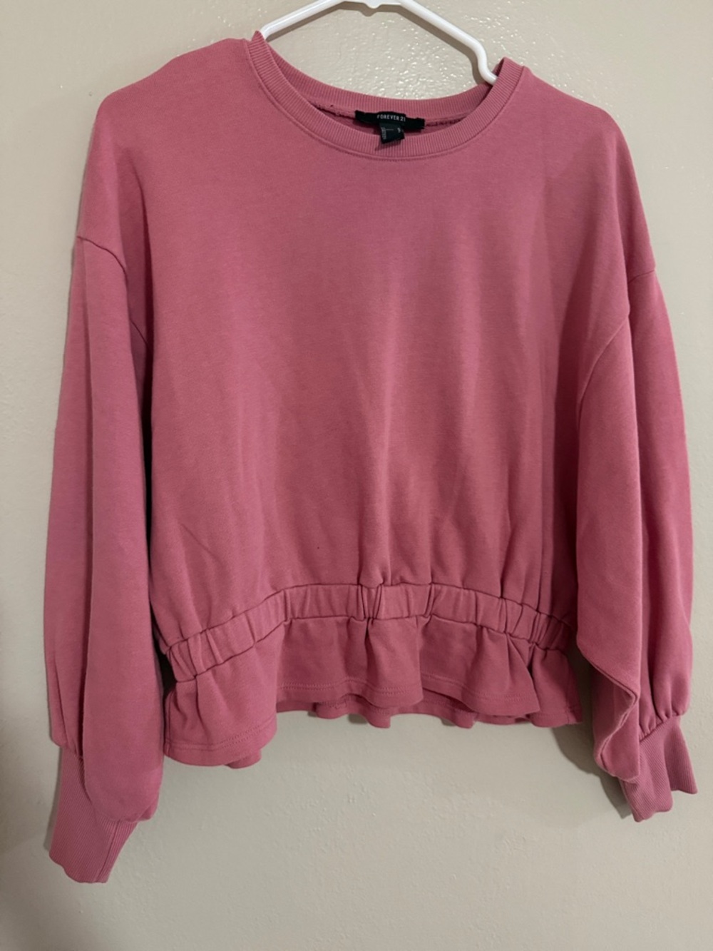 Forever 21 Dusty Rose Peplum Hem Sweatshirt - Women's Pink Top